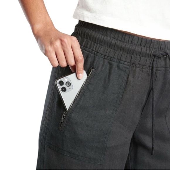 ATHLETA Cabo 100% Linen Wide-Leg Drawstring Pants in Black Size 10 -- COMFY!!! - Picture 4 of 8